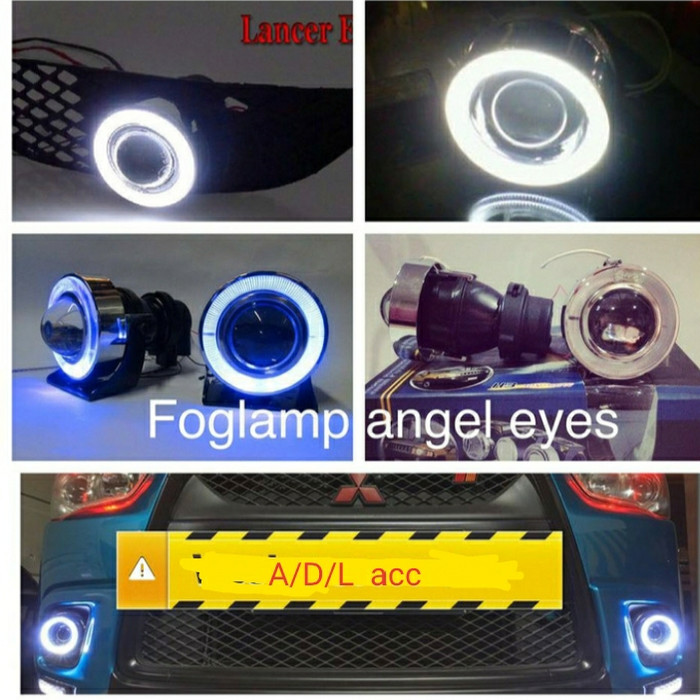 foglamp lampu sorot bumper depan angel eyes model proyektor projektor ring biru dan putih clear DLAA