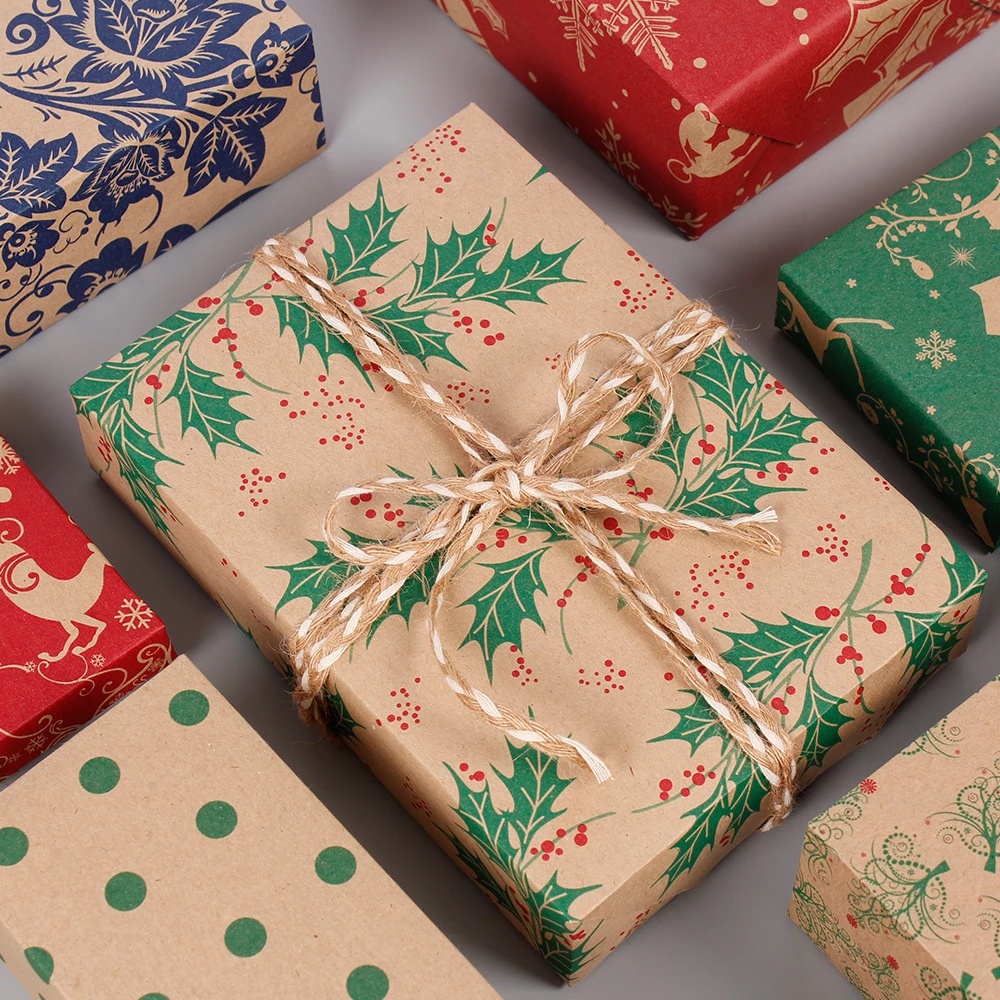 Kertas Pembungkus Jurnal Gaya Retro Untuk Dekorasi Natal Tahun Baru Handmade