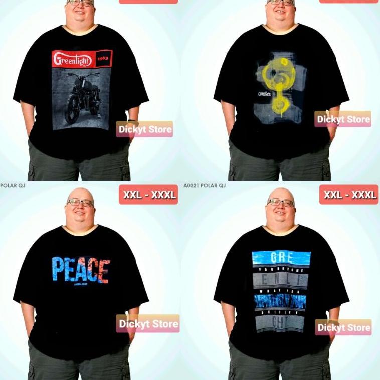 Baju Jumbo Kaos Distro Big Size XXL 2XL, XXXL 3XL Kaos Pria Grenlight Hitam Abstrak Oversize Murah {