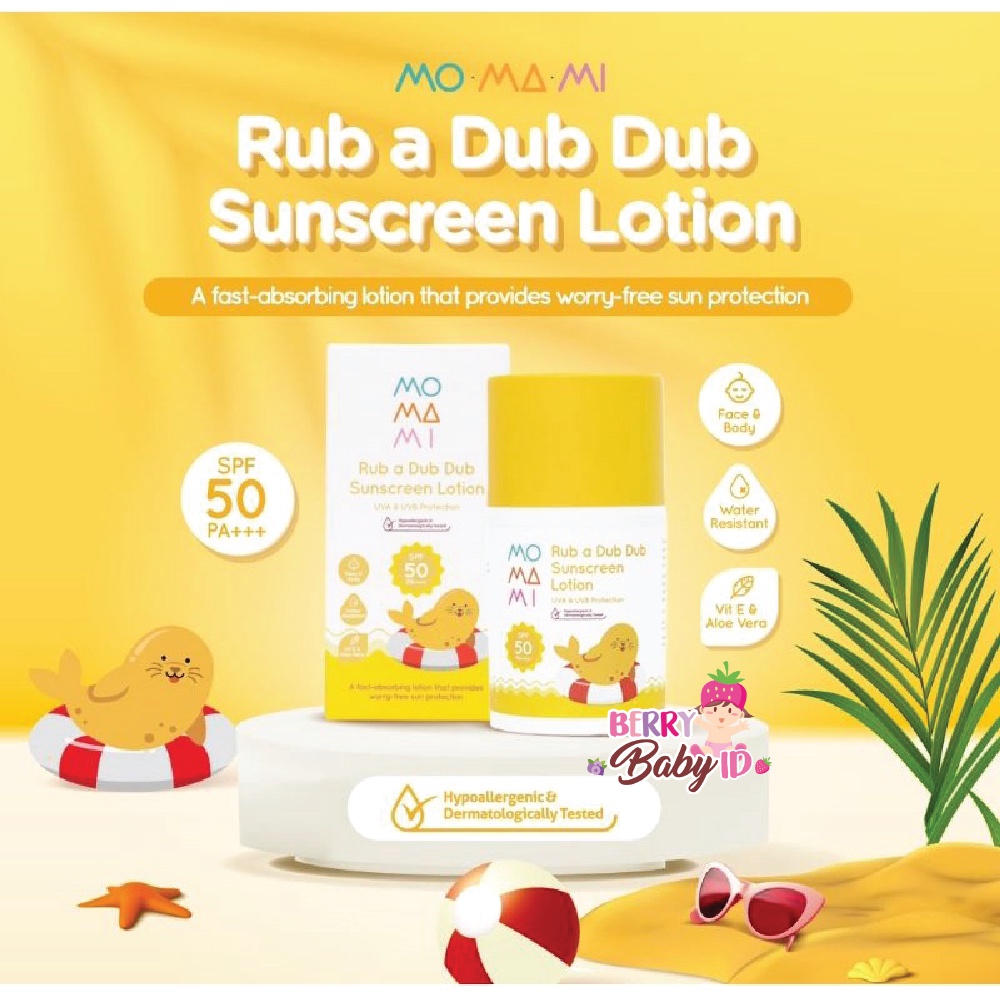 Momami Rub a Dub Dub Sunscreen Lotion SPF 50 Sunblock Bayi Anak Berry Mart