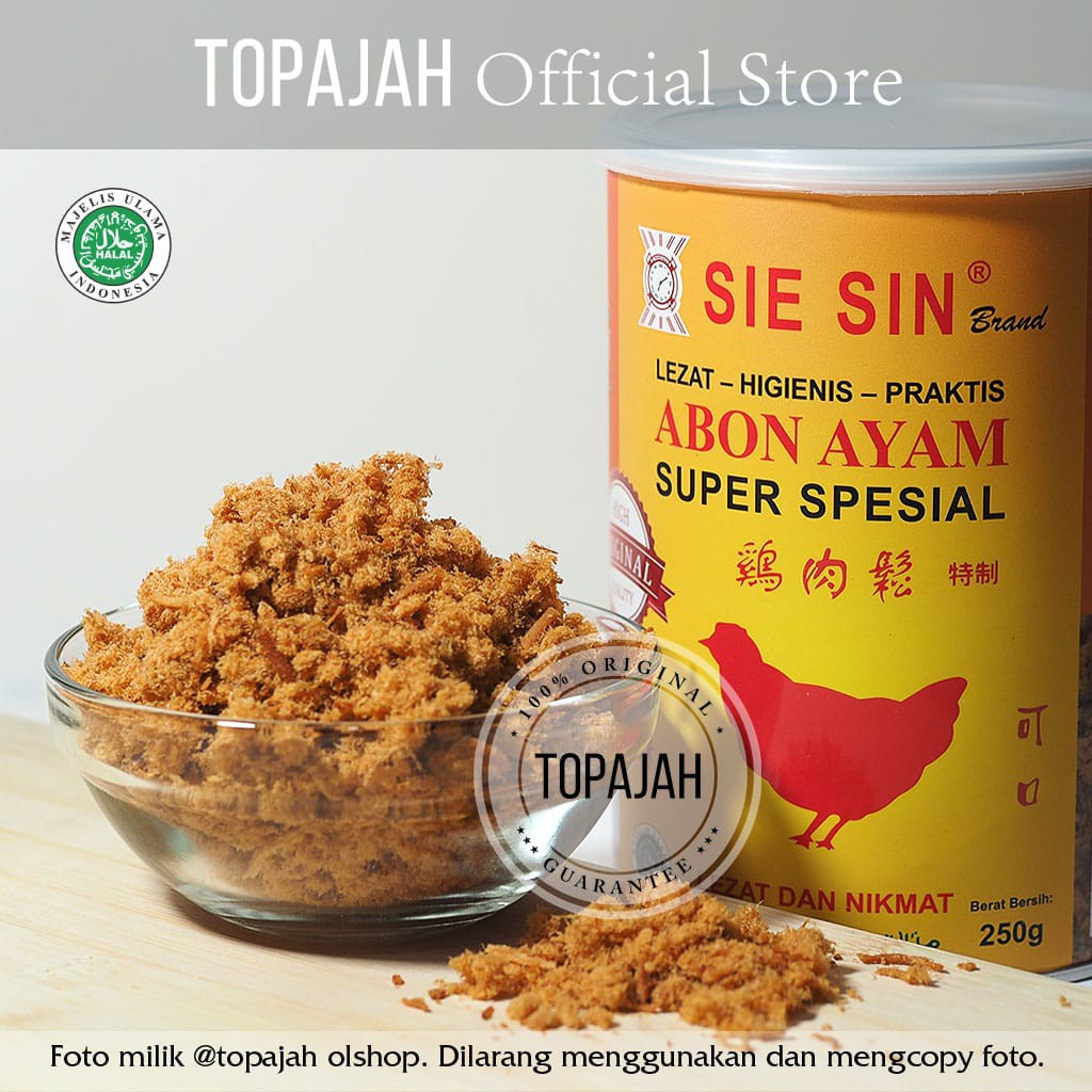 

Abon ayam super spesial “SIE SIN” 250grm HALAL