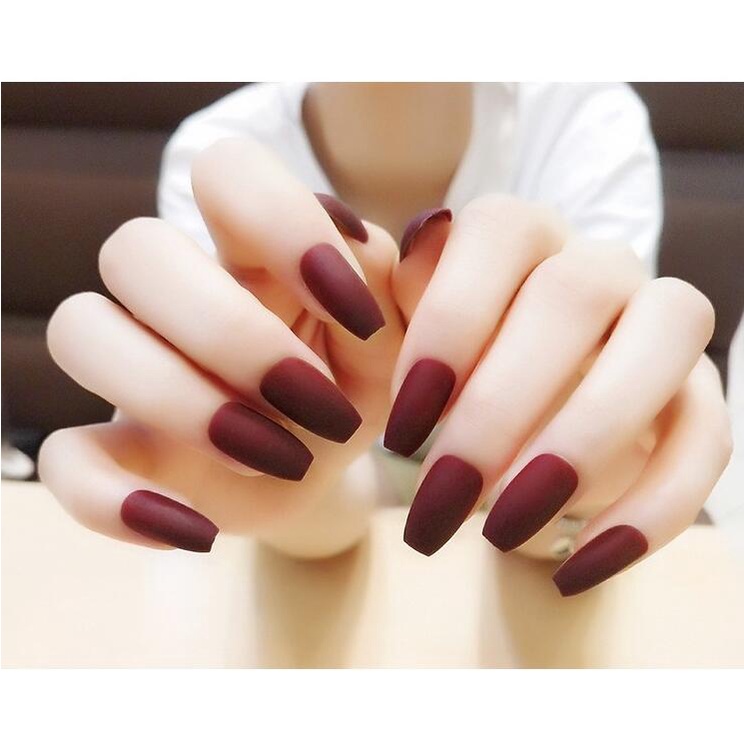 24 kuku palsu/kuku buram/kuku palsu akrilik kuku palsu matte  Matte frosted fake nails/False nails/No glue