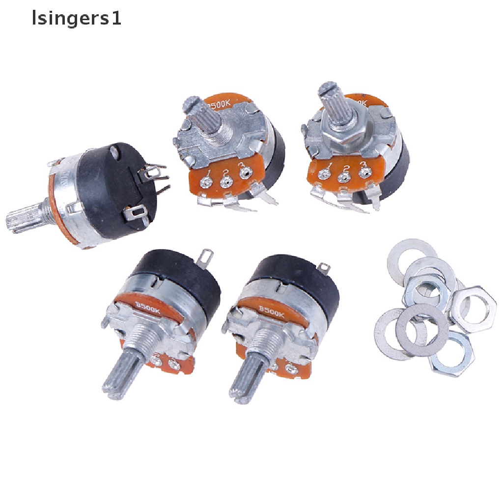 (lsingers1) 5pcs Potentiometer Karbon B500K WH138-4 Ohm Dengan Saklar