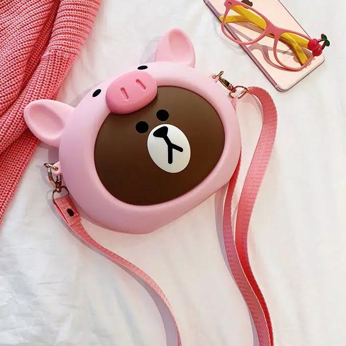 ❊ Dompet Tas Mini Jelly Silikon Anak Line Miki Melodi Gajah Karakter Coin Bag Trip ➸