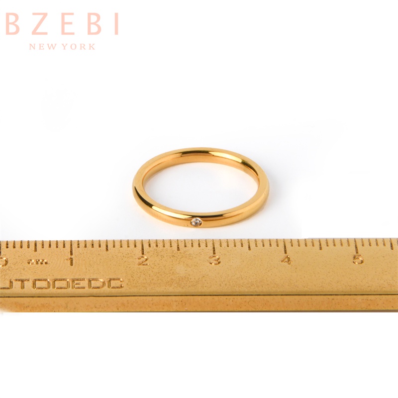 Bzebi Cincin Emas 18k Model Terbuka Dapat Disesuaikan Anti Karat Gaya Korea Dengan Kotak 69r1 Untuk Wanita