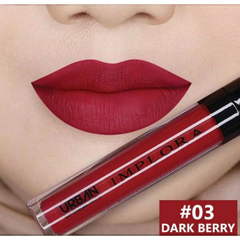 (PROMO) LIP CREAM IMPLORA 03 DARK BERRY LIPSTIK YANG RINGAN/LEMBUT/NYAMAN DIBIBIR