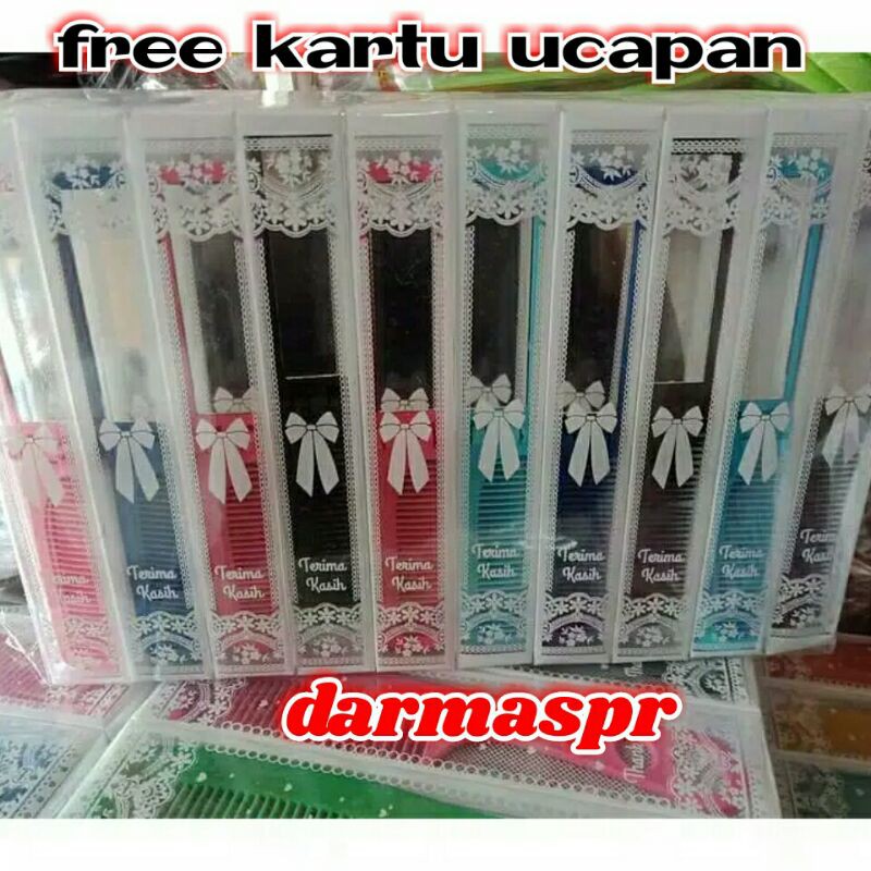 Souvenir cermin kaca sisir lipat kemasan mika souvenir pernikahan sovenir murah unik free kartu ucap