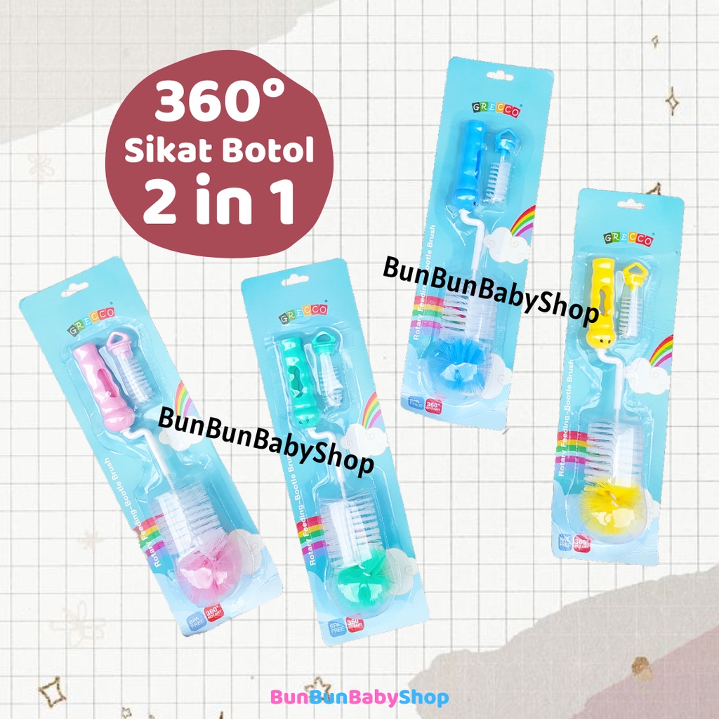 2in1 Sikat Botol Susu Bayi Spon Dot Nipple Asi Anak Perlengkapan Baru Lahir Peralatan Makan Baby New