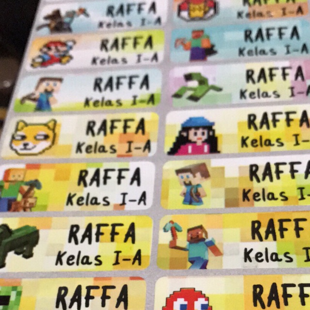

Label Nama Waterproof Minecraft Unicorn LOL Tayo Large Size