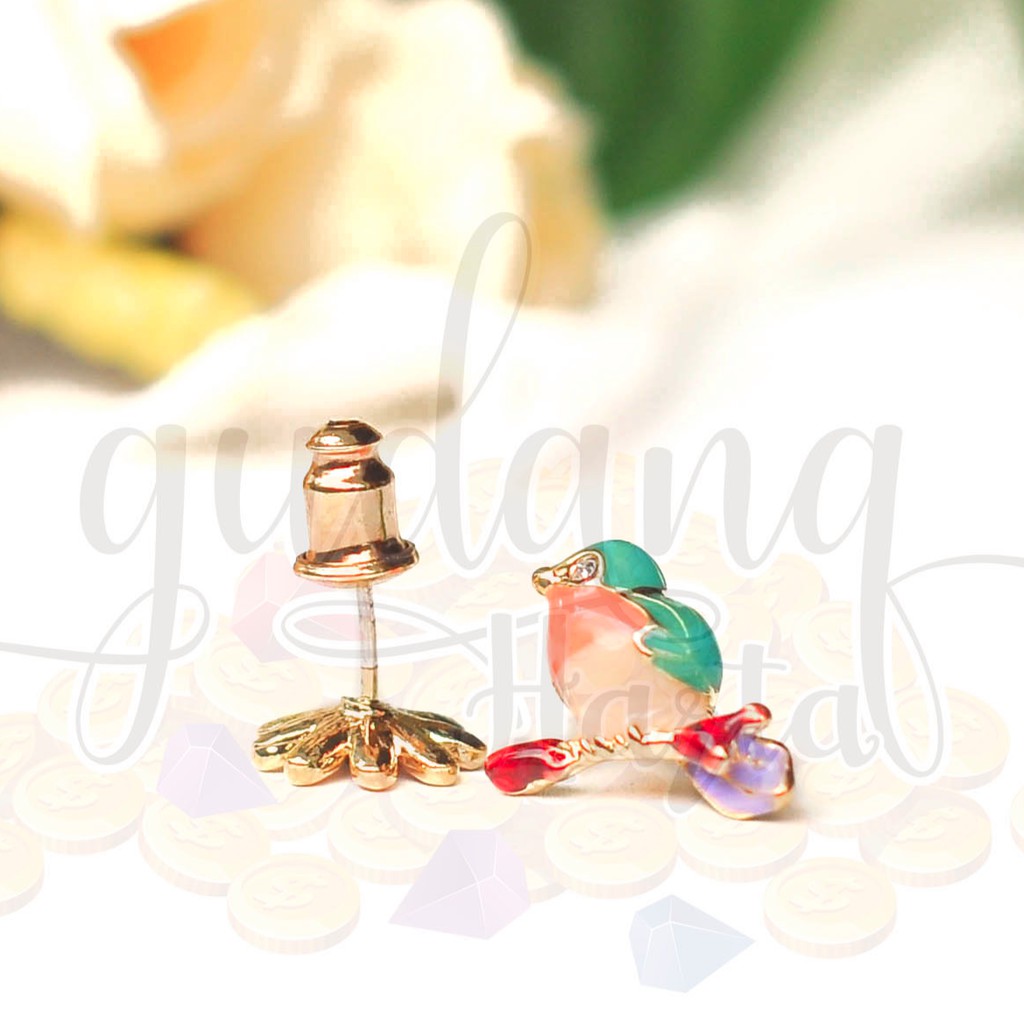 Anting Asimetris Tusuk Little Bird and Flower Lucu GH 203168