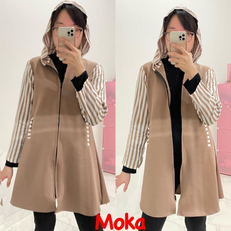 (MAX BB 80 KG) CARDIGAN WANITA CASUAL/OUTER SALUR SCUBA TEBAL PREMIUM/OUTER HOODIE