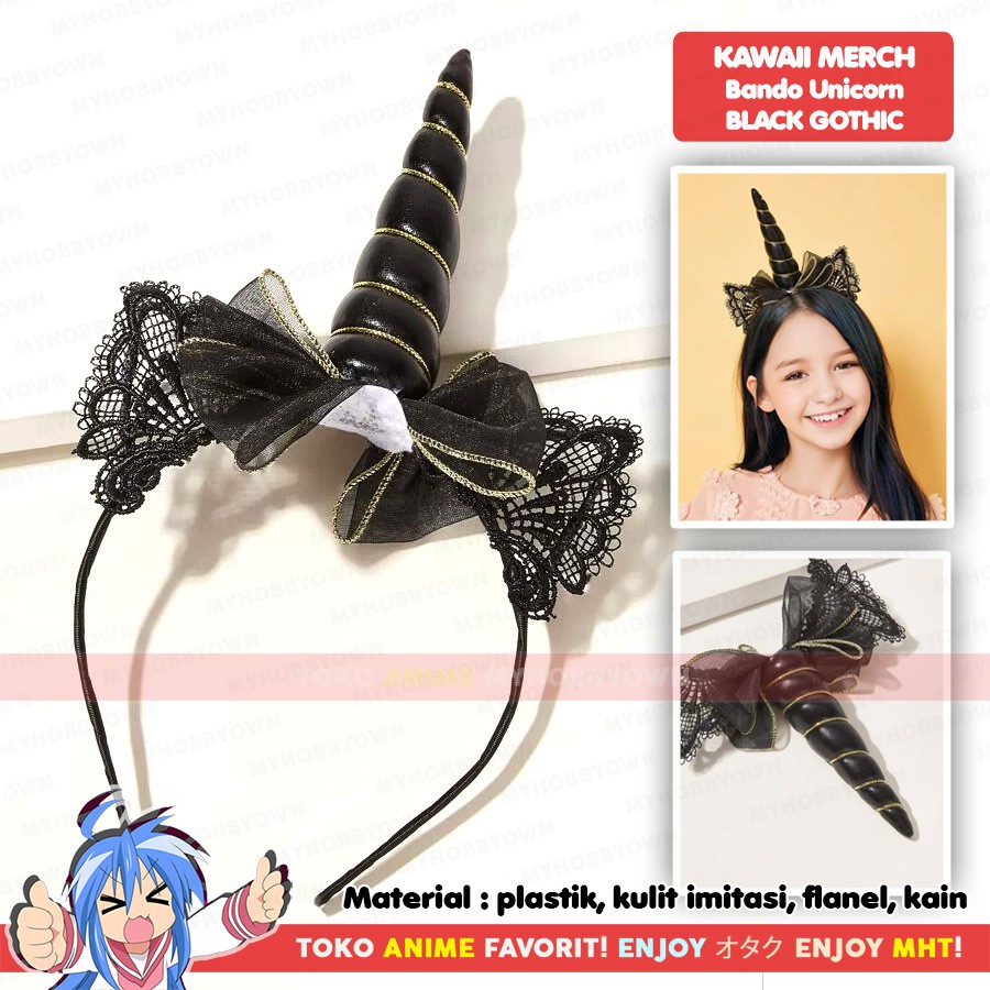 Bando Unicorn Gothic Hitam Keren Lolita