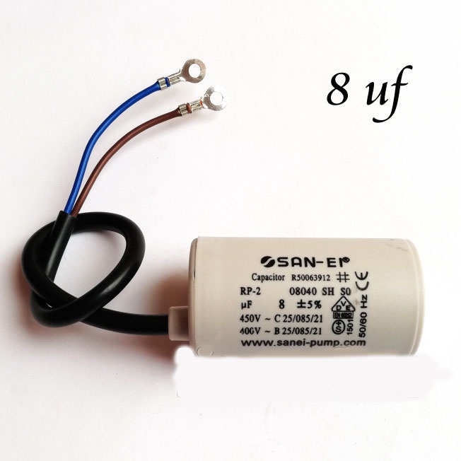 8 uf / 450 V SAN-EI Capacitor / Kapasitor Bulat / Capasitor Pompa Air