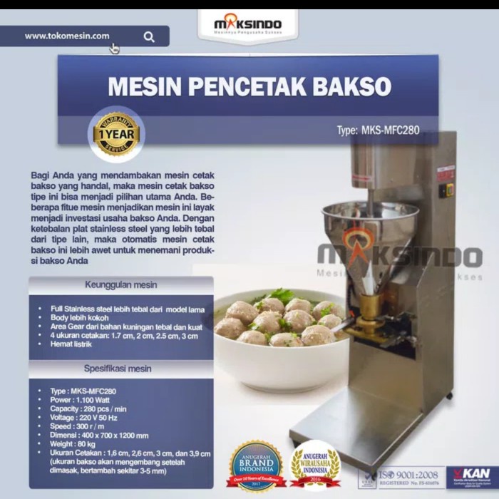 bisa COD mesin cetak bakso MKS-MCF280 maksindo termurah