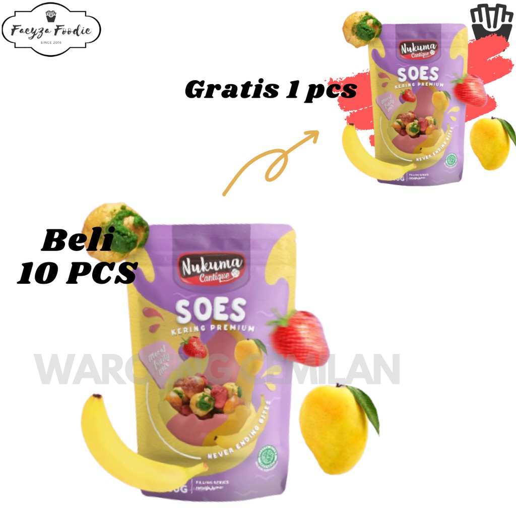 

Nukuma Soes Kering Mocaf Fruity Mix - 90gr cokelat keju fruity lumer