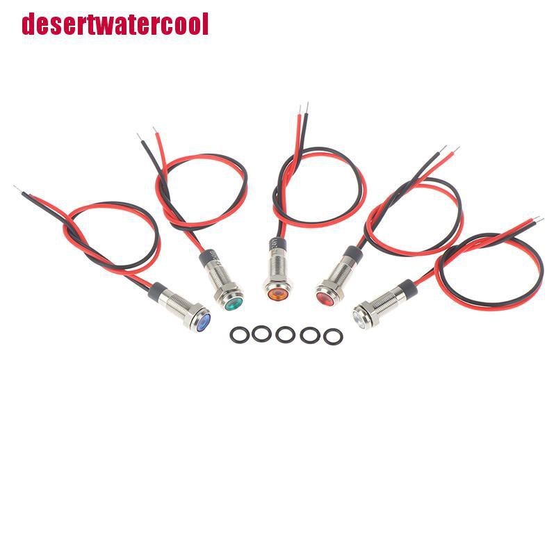 (desertwatercool) P67 Lampu Indikator Peringatan led 6mm 3v 5v 6v 12v 24v Anti Air Bahan metal