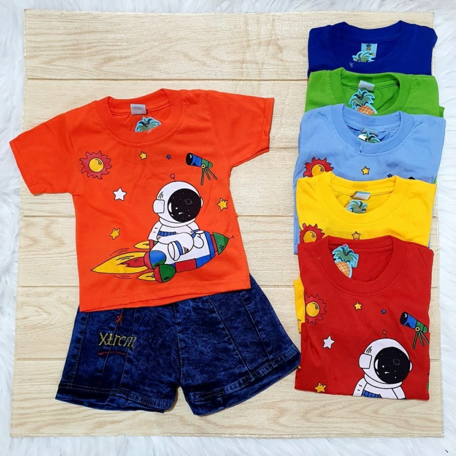 Promo Baju Gratis Celana Anak Astronout Bahan Katun Adem Kualitas Export Paket Hemat Baju Celana Anak