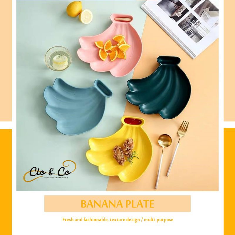 BANANA PLATE/PIRING DESSERT CERAMIC / PIRING PISANG BUAH/ PIRING UNIK/MAKAN korea MICROWAVE OVEN SAF