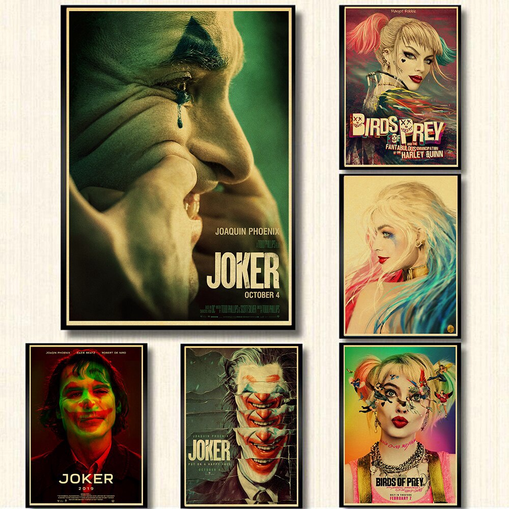 Vintage nuevo DC película Harley Quinn y Joker Retro Poster kraft papel impreso pared carteles para pared de Bar o casa pegatina