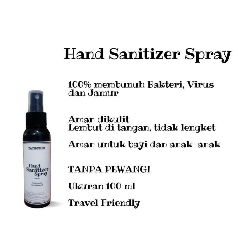 Hand Sanitizer Spray 100 ML / No Fragrance / Tanpa Pewangi