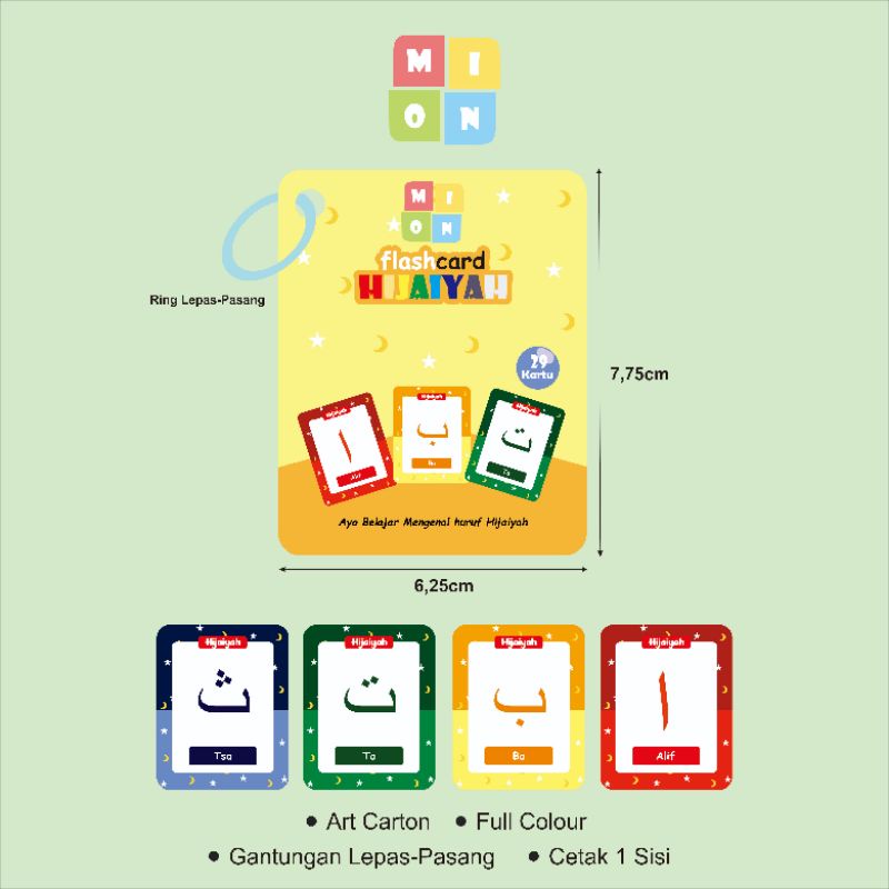 Flash Card Hijaiyah Kartu Mainan Anak Saku Edukasi Belajar Huruf Hijaiyah Gantungan Kunci Flash Card