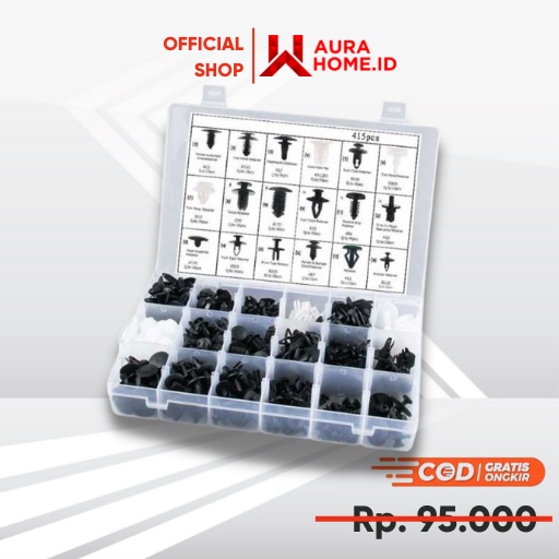 Baut Rivet Mobil Universal Snap Joint Clips 415 PCS / Baut Baud Clip Klip Kancing Fender Viser Velg 