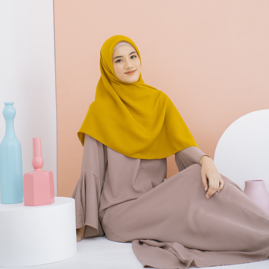Lozy Hijab - [Defect] Mima Square Syari ( Hijab Segiempat Voal )-Mustard