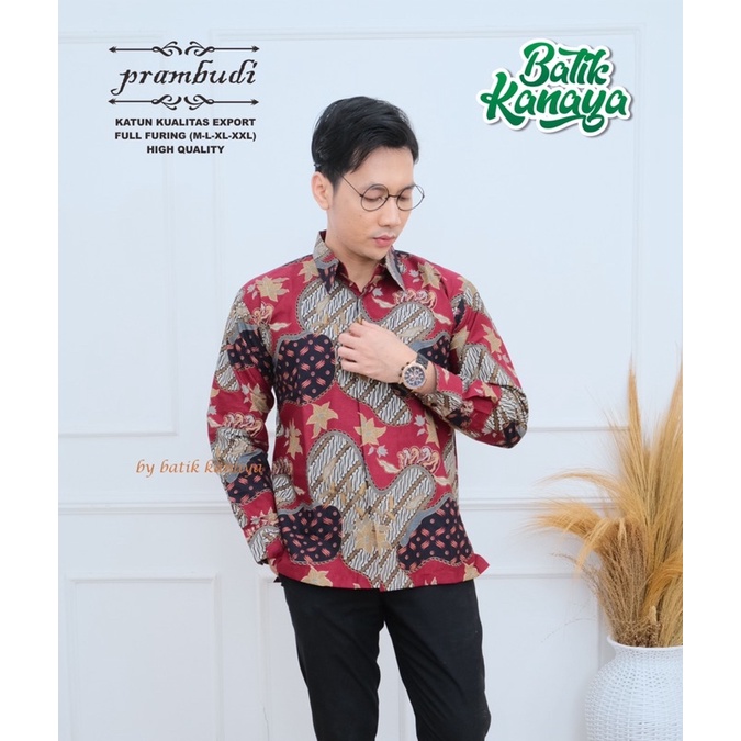 PRAMBUDI Baju Batik Pria Berlapis furing Bahan Katun Berkualitas Ekspor by KANAYA