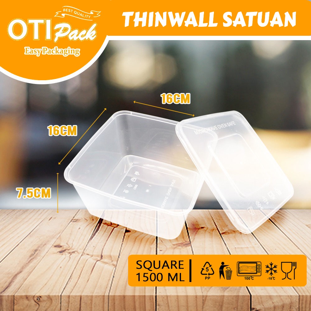 SATUAN Thinwall Kotak 1500ML/ Kotak Makan/ Food Container/ Tempat Makan/ Teampat Bekal OTKS1500