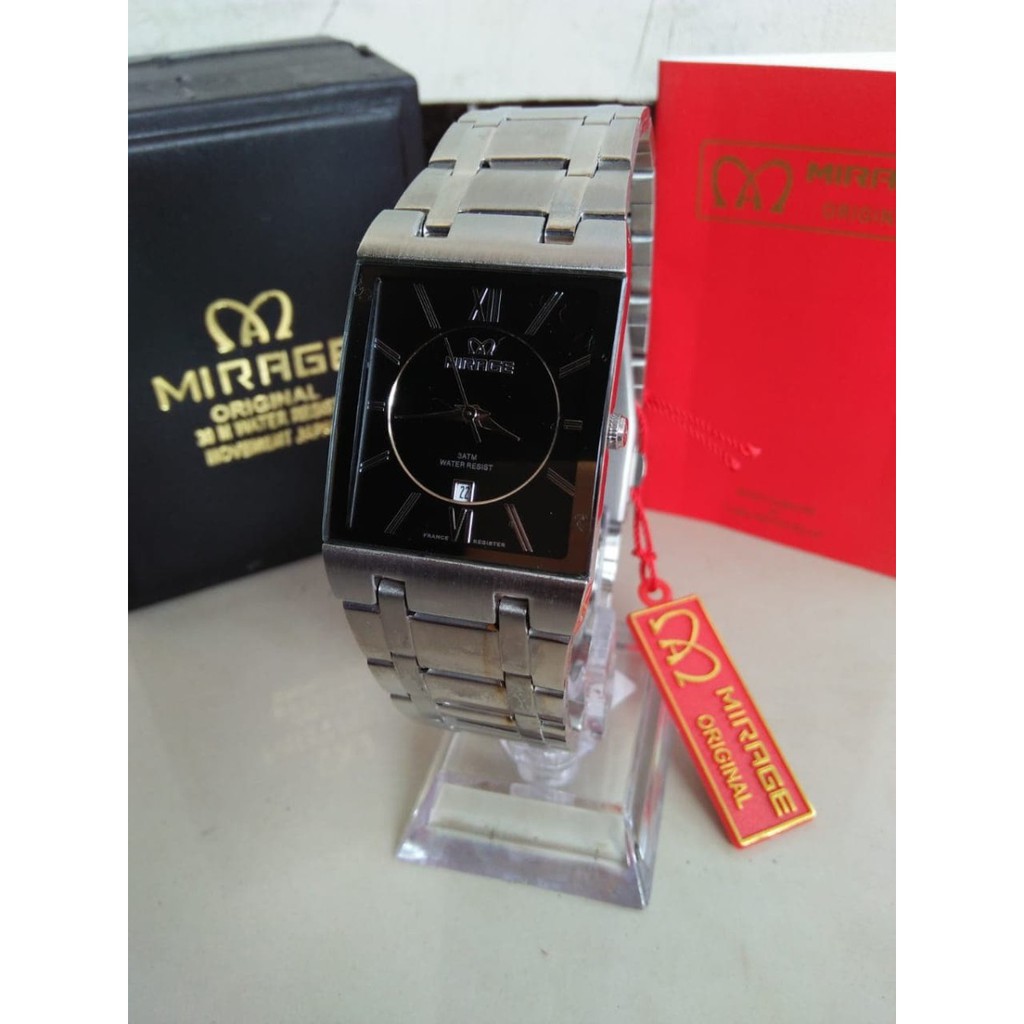 Jam Tangan Pria Mirage Original 7908 Silver Stainless Steel 3 ATM