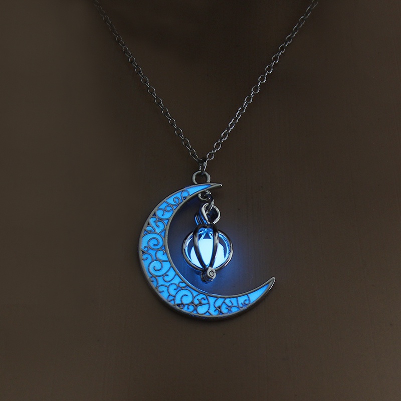 Dark Luminous Sailor Moon Batu Neon Kalung Kristal Alami Bersinar Dalam Gelap Batu Liontin Kalung