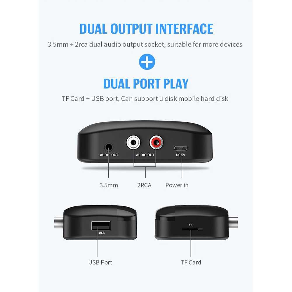 Audio Bluetooth 5.0 Receiver Adapter NFC RCA AUX Koneksi Wireless Bluetoth Universal Bluetoot Receiver Audeo Spiker Blutut Smartphone