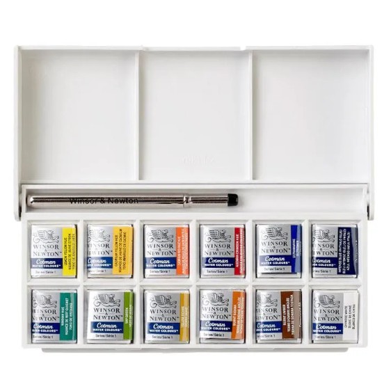 Winsor &amp; Newton - Cotman Watercolours Sketchers' Pocket Box 12 Half Pans