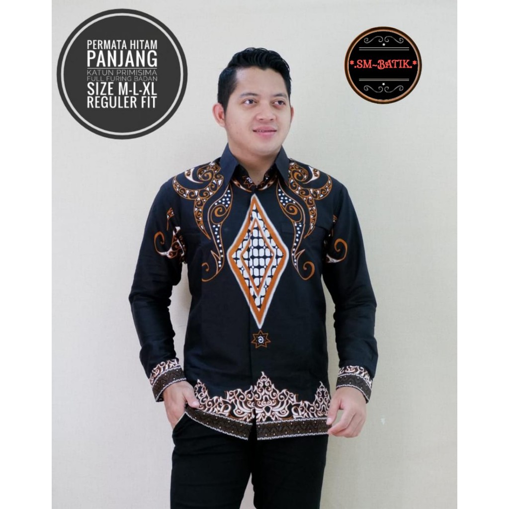 PERMATA HITAM SM BATIKSOLOAMANAH BAJU KEMEJA BATIK SOLO PRIA LENGAN PANJANG PENDEK LAPIS FURING ATASAN BATIK PREMIUM MODERN KATUN HALUS PANJI LESMONO ADIWANGSA GOLD PERMANA MERAH ASWANGGA 6 PARANG DIRGA GODONG BIRU DADU CAKRAWALA PEKSI BAMBU GUNARDO 2 KLA