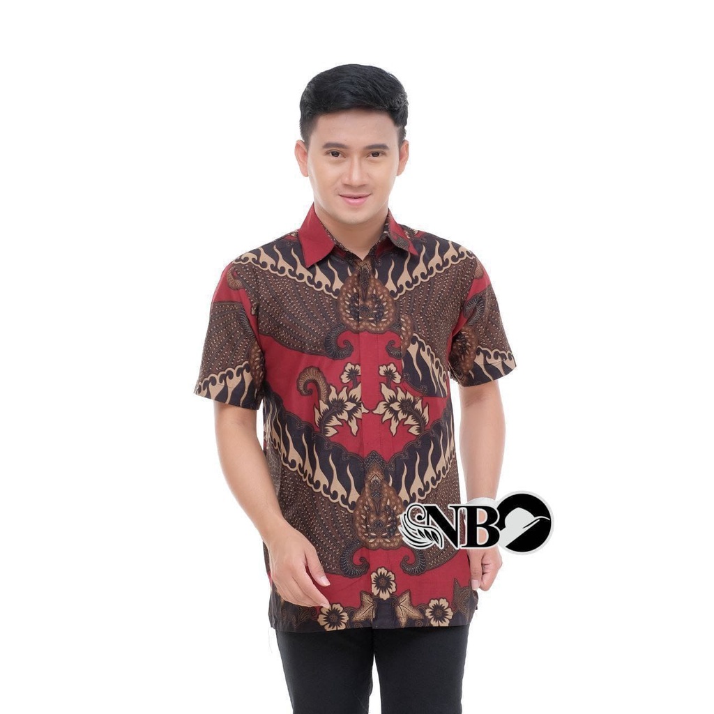 Risna Batik HRB026 Kenongo Hem Kemeja Batik Pria Lengan Pendek Katun Primis Premium Halus M L XL XXL