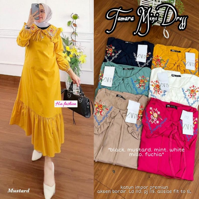 tamara midi dress katun import premium hn fashion