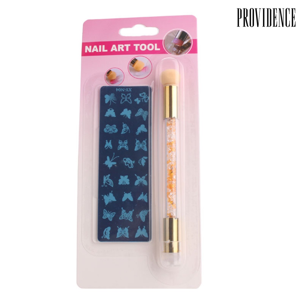 Providence 3Pcs Nail Art Template Plate Scraper Dual Head Smudge Drawing Printing Pen Set