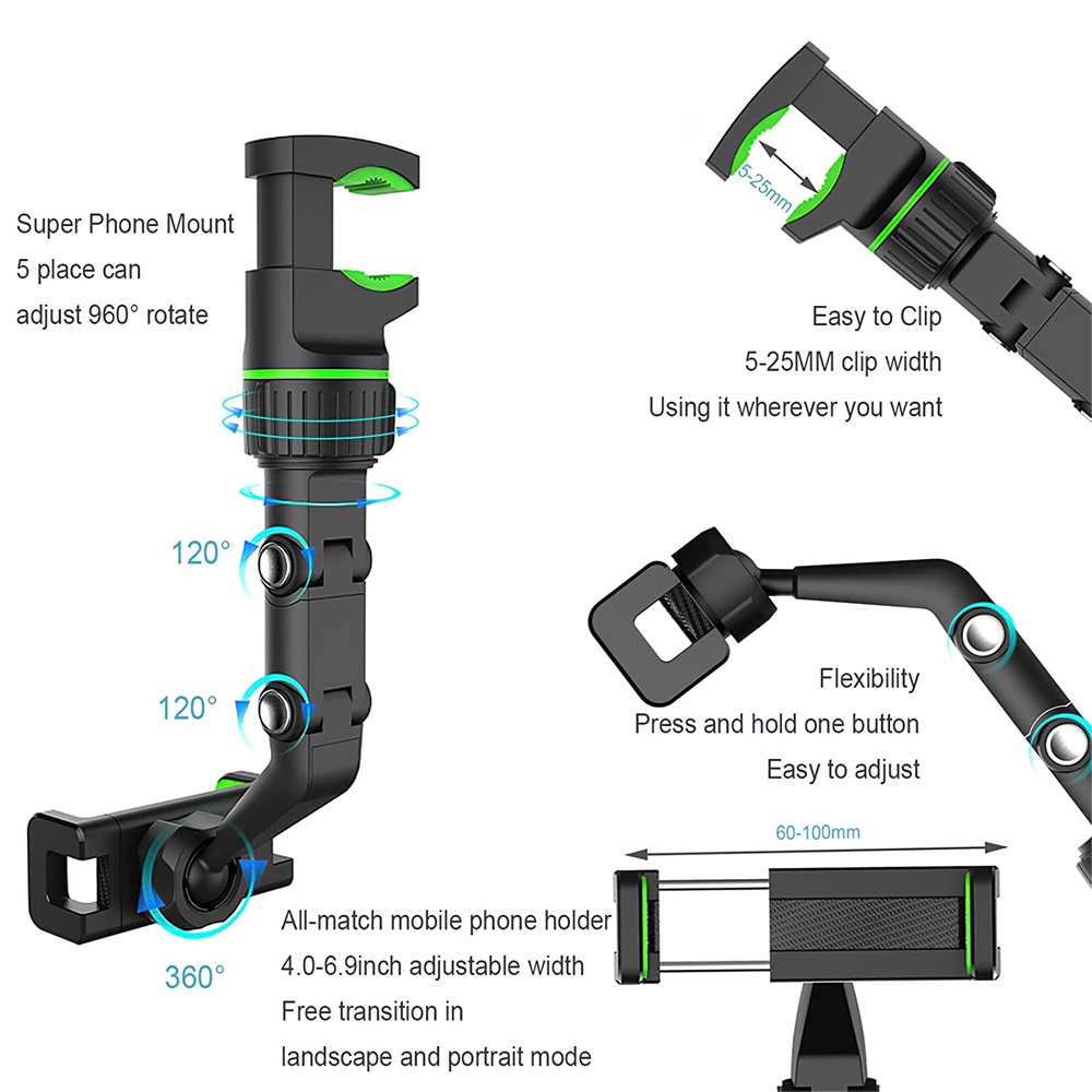 Phone Holder HP Jepit Spion Tengah Mobil Bracket GPS 360° Adjustable