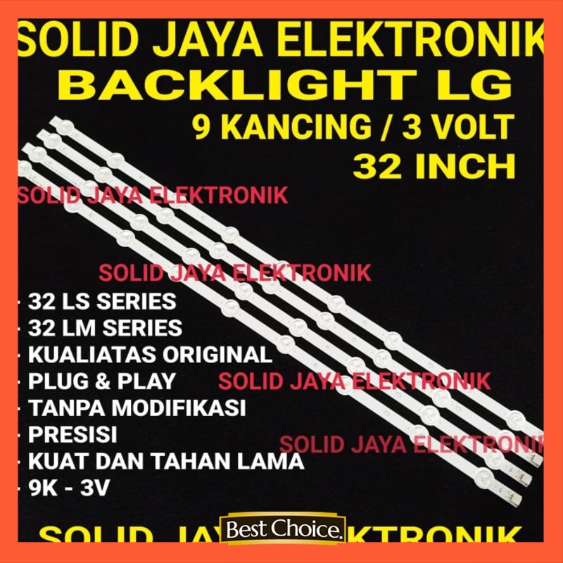 BACKLIGHT LG 32 INCH INC 9K 3V 9 KANCING 9 MATA 3 VOLT LS LAMPU BL LED