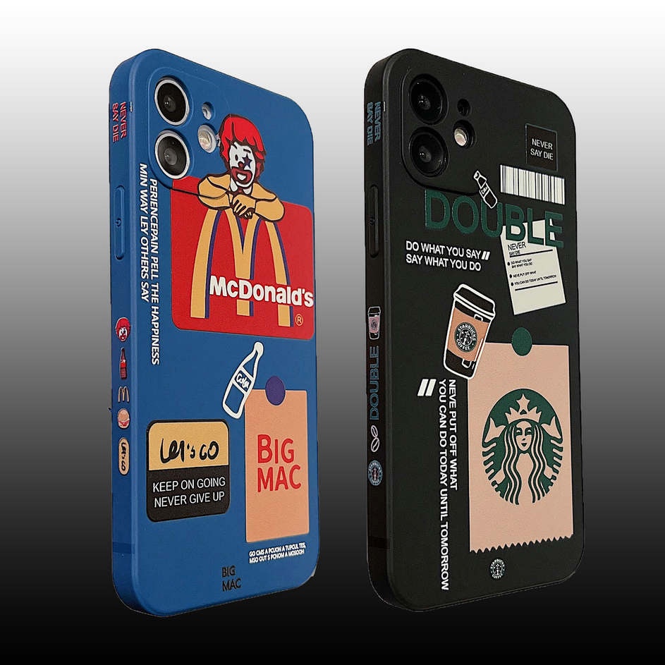 Soft Case Silikon Motif Mcdonald 's Starbucks Untuk Iphone 13 12 11 Pro Max X Xs Max Xr Se 2020 7plu