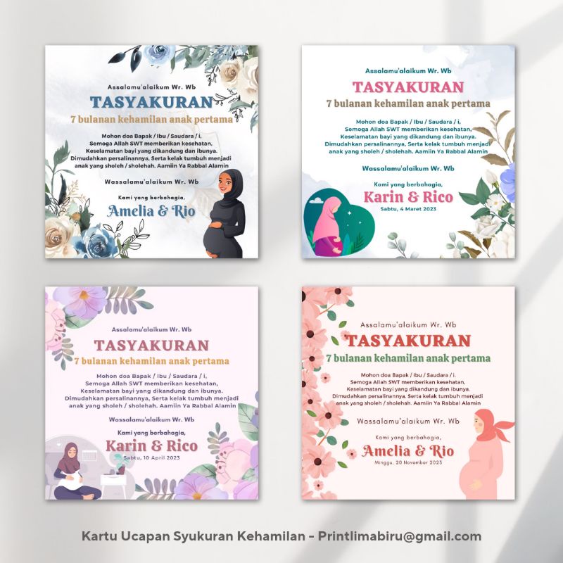 STIKER DAN KARTU UCAPAN SYUKURAN 4 Bulanan / 7 Bulanan (Minimal order 48pcs)