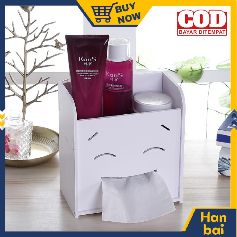 Kotak Tisu 2 In 1 Rak Kosmetik Box Tissue Tempat Tisu Portable Serbaguna Dekorasi Import Murah B30