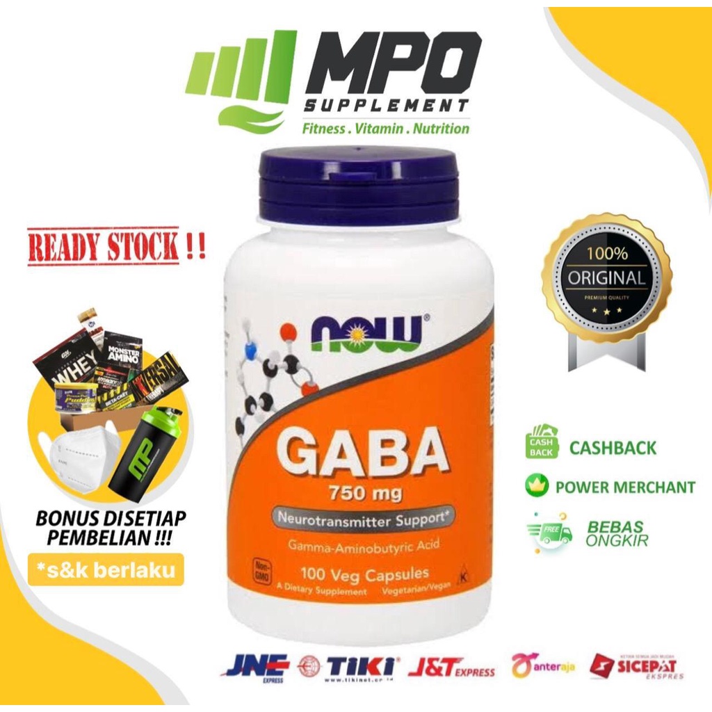 NOW Foods GABA 750 mg (100 vegcaps) NOW GABA 750mg ORIGINAL SEGEL