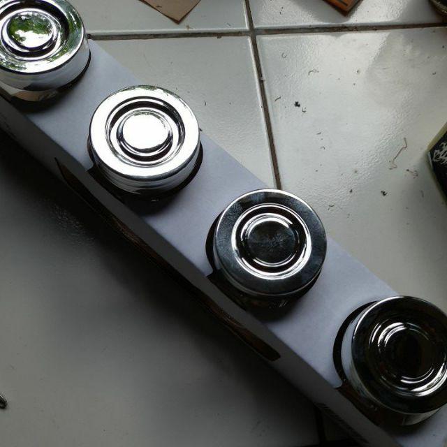 Toples Bumbu Kaca Serbaguna, Warna Aluminium, Isi 4 Pcs