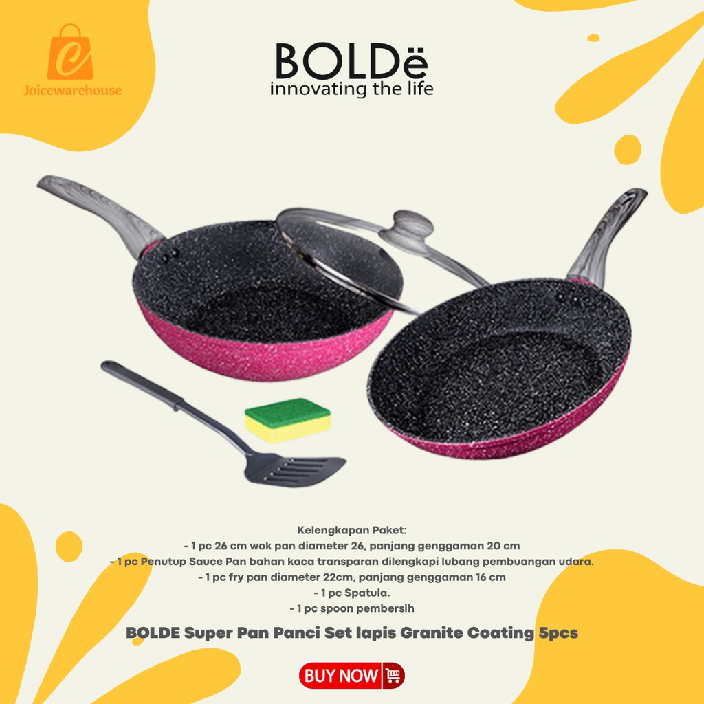 BOLDE Super Pan Panci Set lapis Granite Coating 5pcs