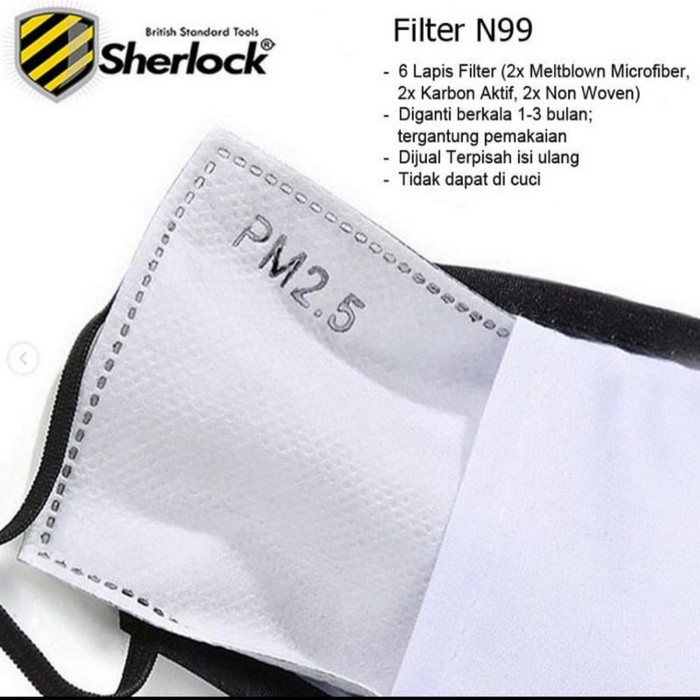 Refill Filter Masker N99 N95 Dual Karbon Aktif isi 5pcs sherlock