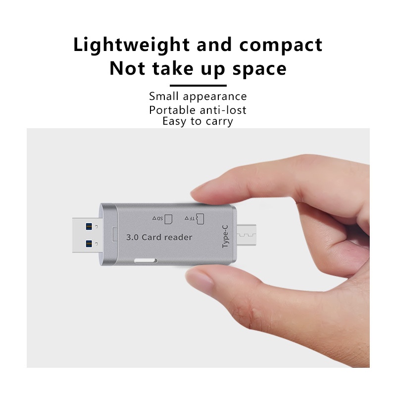 Actual 4 in 1 Card Reader High-Speed Smart 3.0 Metal Type C / Micro USB / SD Card / TF Memory Card Read OTG Adapter Image 8