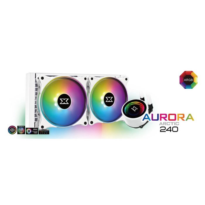 Xagatek Aurora Artic 240 AIO CPU Liquid Cooler Fan White Edition 120mm