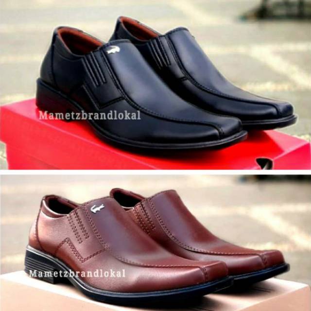 Best Product - Sepatu Pantofel Hitam Coklat Pria Tanpa Tali Pendek Kulit Swedian Formal Kerja Kantor-3