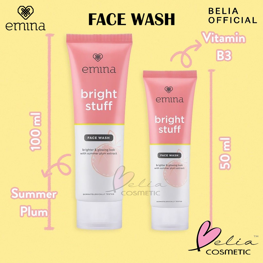 ❤ BELIA ❤ EMINA Bright Stuff Series | Acne Prone | Face Wash Scrub Whip Foam | Toner | Moisturizer | Tone Up | Serum Wajah | Sheet Mask | Loose Powder